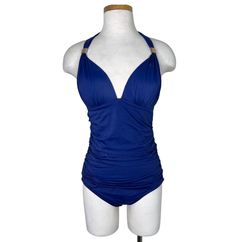 Victoria's Secret The Forever Badeanzug marineblau Einteiler gerafft Neckholder Large