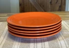 Set of 5 10.5 Inch Orange Fiesta Dinner Plates Homer Laughlin Lead Free USA