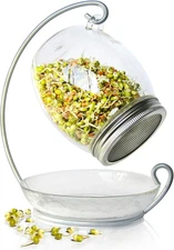 Premium Sprouting Jar Kit - Unique 30 Oz Wide Mouth Sprouting Jar, Stand, Tray a