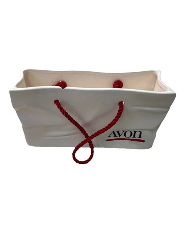 Avon Ceramic White Shopping Bag Memo/Note Holder 1988