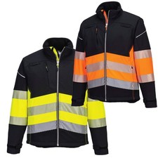Portwest PW375 Hi Vis Softshell Jacket 3-Layer Breathable Water Resistant Coat