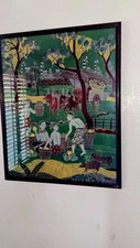 imported from Bali 1979  I RIASA WAYAN ACRYLIC ON PANEL FRAMED BY AWARD WINNING