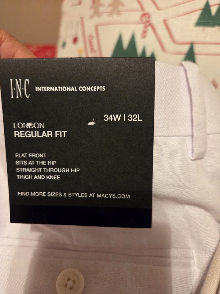 Nuevos pantalones de vestir INC International Concepts mezcla de lino para hombre 34W (2 pares) Foto 4 de 4