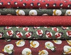 Lot de 4,5 mètres 100% coton tissu artisanal premium Noël bonhommes de neige sur texture