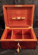 Elie Bleu Tabak Box Humidor, NOS, Radica Scatola Per 100 Sigari Umidificatore