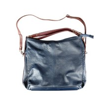 Borsa a tracolla in pelle italiana Borse in pelle blu scuro accento bordeaux