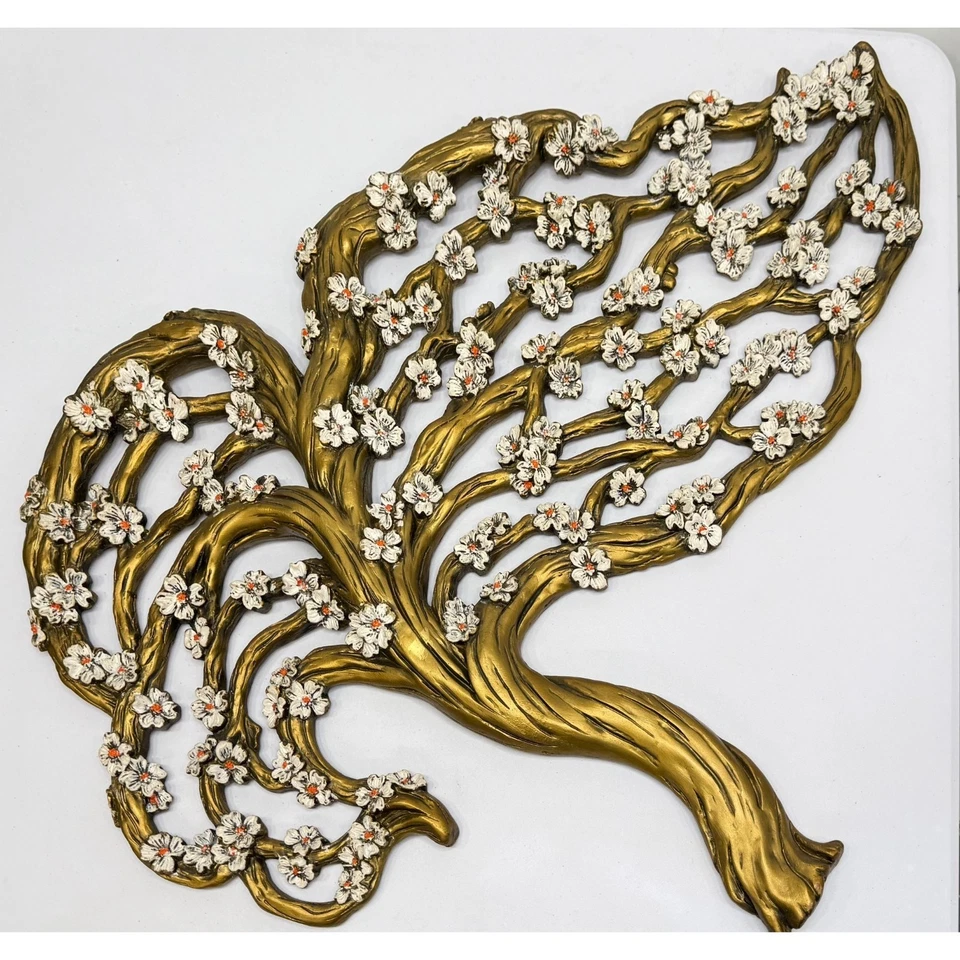 Vintage Large Mcm Universal Statuary Corp Dogwood Tree Wall Hanging Retro Floral - Image 2 of 4