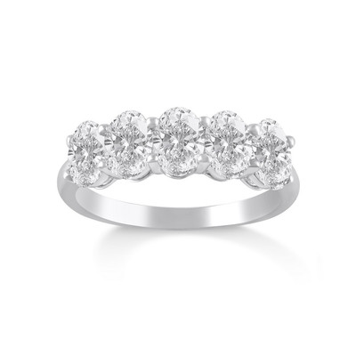 Ovale Form 2 kt im Labor gezüchteter Diamant Fünf Steine Ring Größe 7 14 K Weißgold