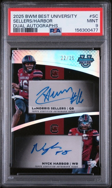 Lanorris Sellers / Nyck Harbor Dual Auto /25 - PSA 9 Mint - 2025 Bowman Best U