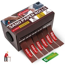 6 Grits Sandpaper Assortment Rolls 80 150 240 320 400 600 Grit Abrasive Sand ...