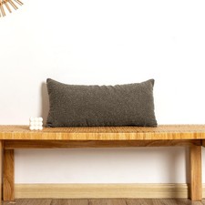 14x26 inch Boucle Lumbar Pillow Cover, Dark Brown Woven Texture Neutral Long ...