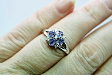 Silver Ring Tanzanite Genuine Natural Mined Gems Solid Sterling Size Q US 8.25