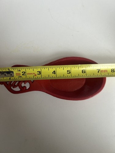 Red Enameled Solid Cast Iron Rounded Napkin Holder and Spoon Rest Set - Picture 3 of 8