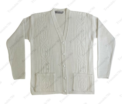 Cardigan caldo da donna motivo a maglia chiusura con bottoni e tasche taglia S-2XL - Foto 9 di 11