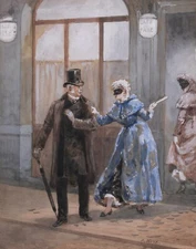 Antique Drawing Orlando Norie Belle Époque Art Nouveau Dance Impressionism