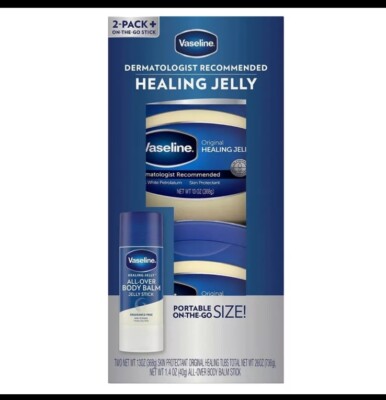 NEW Vaseline Original Healing Jelly 2 Pack 26 Oz+Balm Stick All-Over Body 1.4 Oz