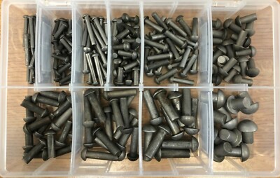 200 Nr., 1/8'', 5/32'', 3/16'', 1/4'', 5/16'', 3/8'', Topfkopf Vollnieten Sortiment.