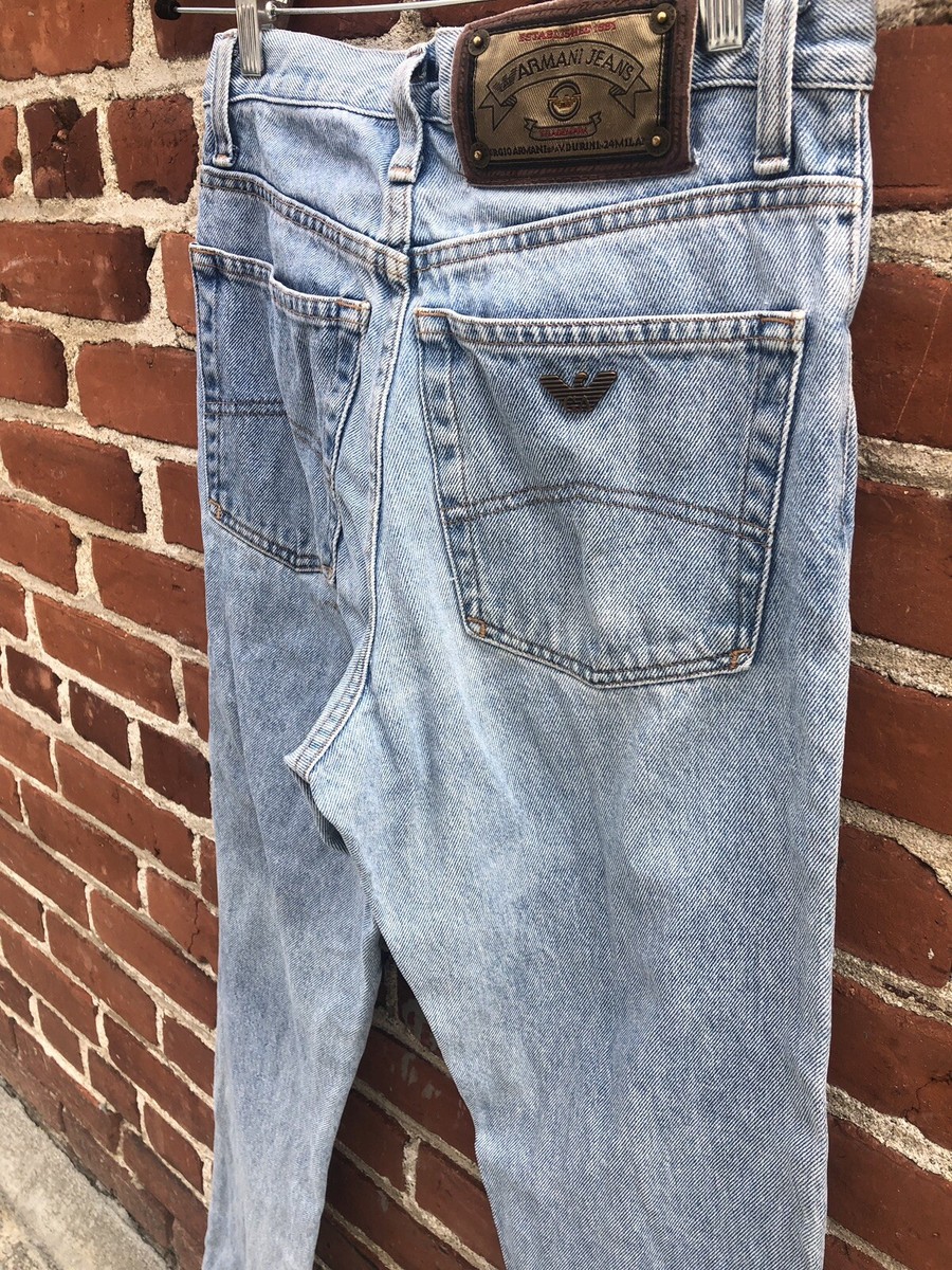 Vintage Giorgio Armani Designer Jeans 90s High Waist Tapered Light