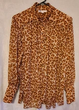 DR2 Leopard Print High Low Button Up Blouse