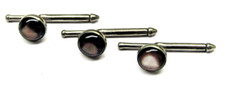 Studs Cufflinks Tuxedo Shirt 3 Pair Set Vtg Mother of Pearl Inlay Formal Wear