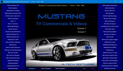 Ford Mustang TV Commercials Volume 1 1964-2009  digital presentation  150 videos