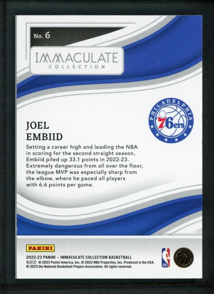 2022-23 JOEL EMBIID 65/99 PANINI IMMACULATE COLLECTION - Image 2 of 2