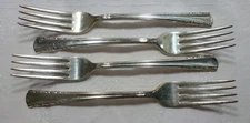 4 Vintage Holmes Edwards May Queen 7 1/2" Dinner Forks SP Flatware  EXC