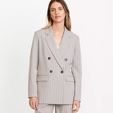 LOFT Versa Striped Seasonless Stretch Double Breasted Blazer Size 6 Workwear
