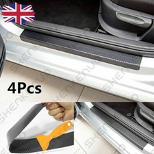 4X Black Carbon Fibre Door Sill Scuff Protector Plate Sticker Cover Tool Scraper