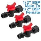 3pcs 1/2" Male To 1/2" Female BSP Plastic Inline Valve Water Irrigation Fitting