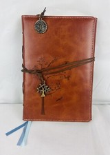 Vintage Brown Leather Refillable Lined Notebook Journal 185pgs. Tree Of Life 9  