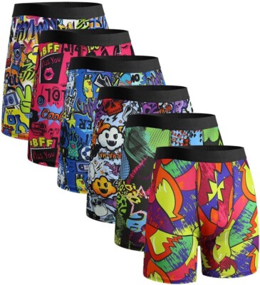 Random 3 Pack Men Boxer Briefs Funny Novelty Boys Underwear Stretchy ...