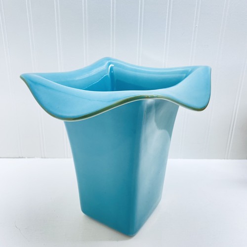 Ceramic Vase Southern Living At Home Tuscan Blue Aqua Turquoise 9" - Picture 4 of 9