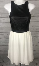 GIANNI BINI GB Womens Junior Black & White Dress Size XS Faux Leather Dress
