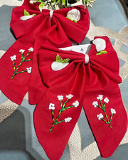 Floral Hand Embroidery Hair Bow Clip Hair Accessories For Girls Women Gift 2 Pcs
