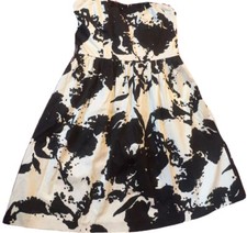 The Limited Dress Womens Size 10 White Black Splatter Print Strapless Zip Sheath