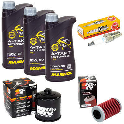 Set Inspektion Öl 3L für KTM Duke 640 E II Duke640 2003-07 2x Ölfilter Zündkerze