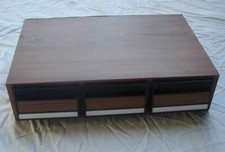 Vintage 36 Cassette Tape Storage Case Rack Faux Wood Grain 3 Drawers