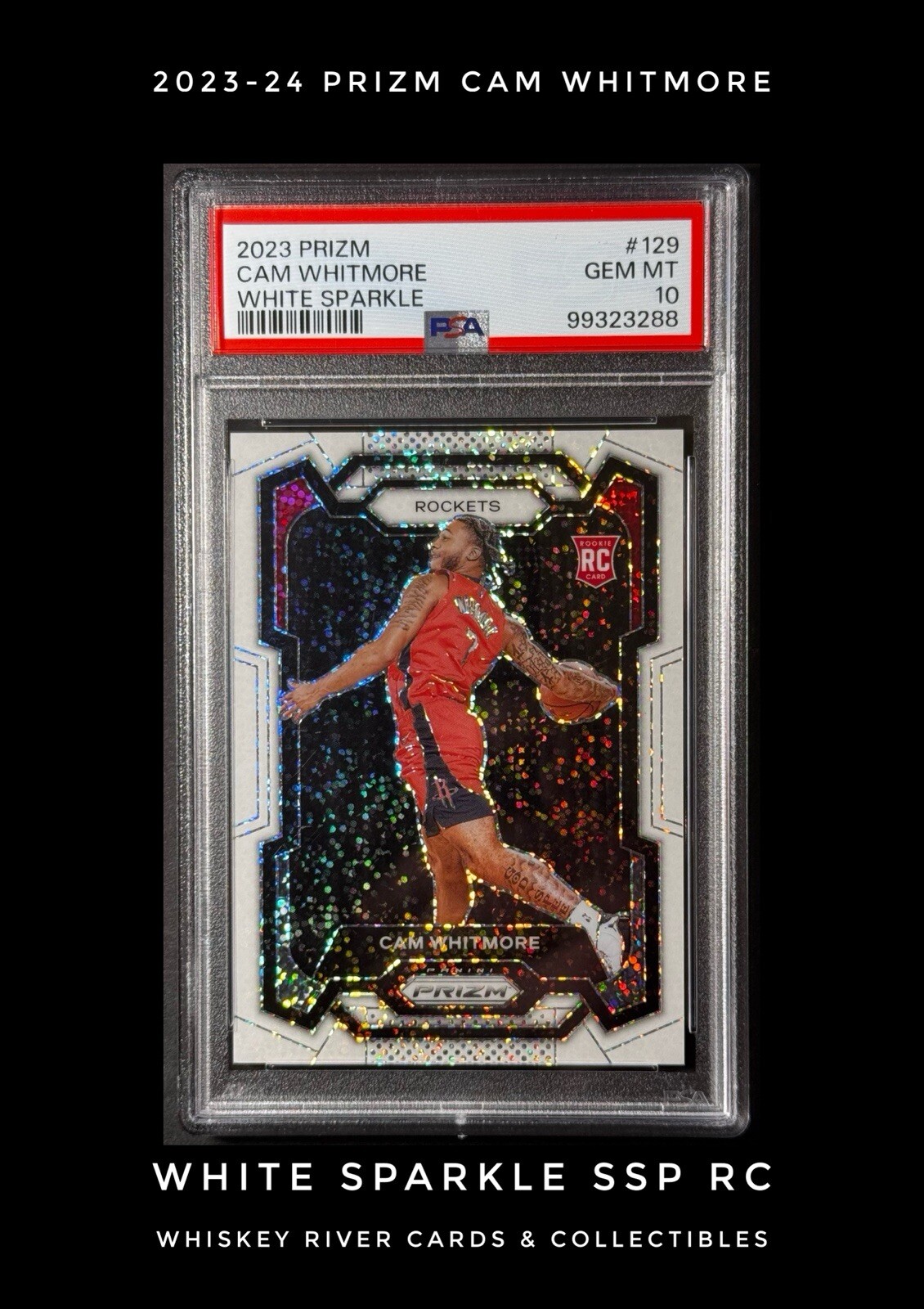 2023-24 Prizm 129 Cam Whitmore White Sparkle RC PSA 10 Low Pop SSP 🚀