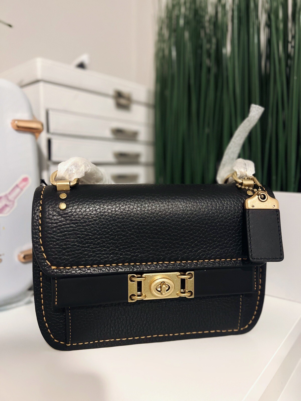 COACH Black Top Handle Handbag New Luxury Designer-image