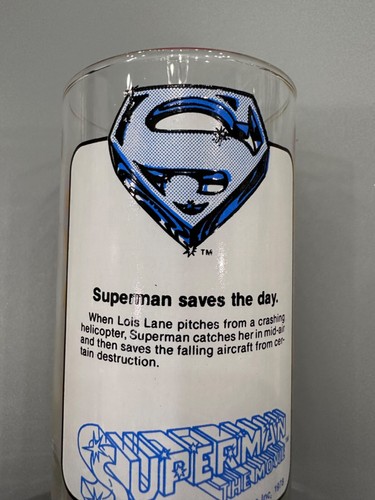 Collectible Vintage 1978 Pepsi Superman The Movie Superman Saves the Day Glass - Picture 6 of 9