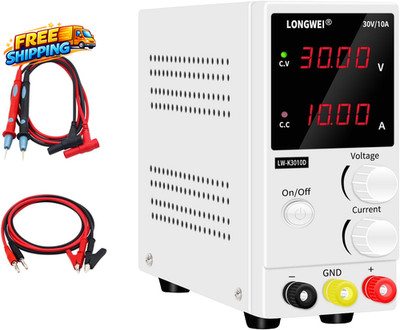 DC Power Supply Variable 30V 10A 4 Digital LED Display, Precision Adjustable