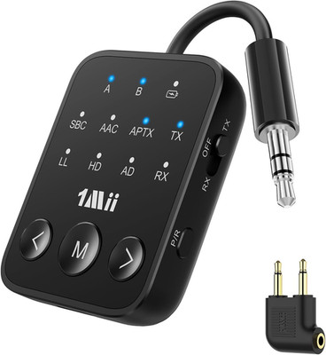 Bluetooth 5.3 Transmitter Receiver, Dual Link for 2 Headphones, Aptx Adaptive/Hd