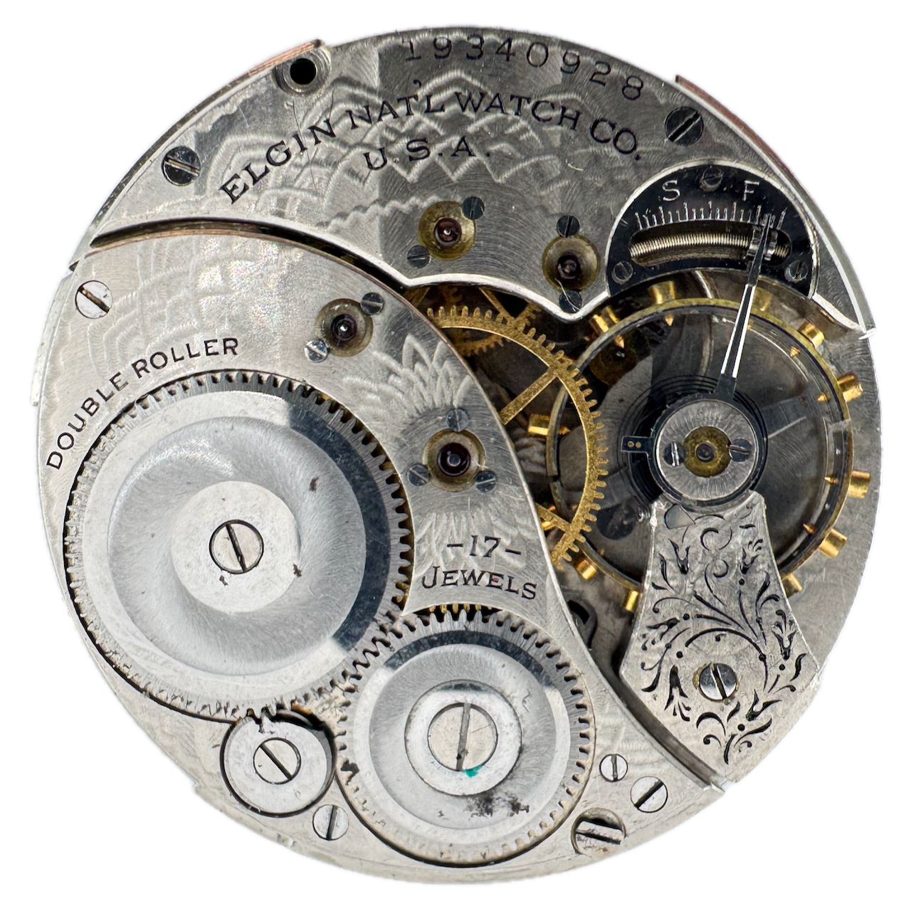 Antique 12 Size 1917 Elgin 17 Jewel Mechanical Pocket Watch Movement 345 USA