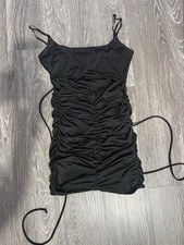Windsor Women's Black Ruched Dress Spaghetti Adjustable Straps