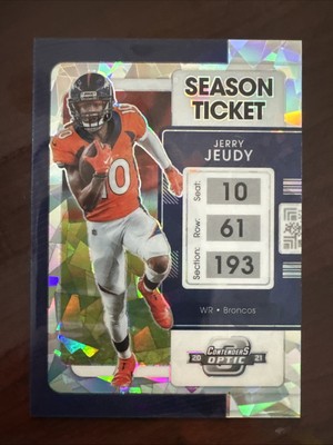  2021 Contenders Optic Cracked Ice Prizm Season Ticket 04/22 #57 Jerry Jeudy  