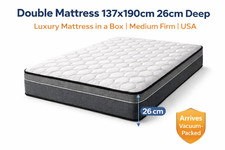 Double Mattress 137x190cm 26cm Deep Luxury Mattress in a Box Medium Firm