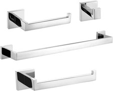 4-Pieces Light Silver Bathroom Hardware Accessories Set 24 Inch Towel Bar Towe