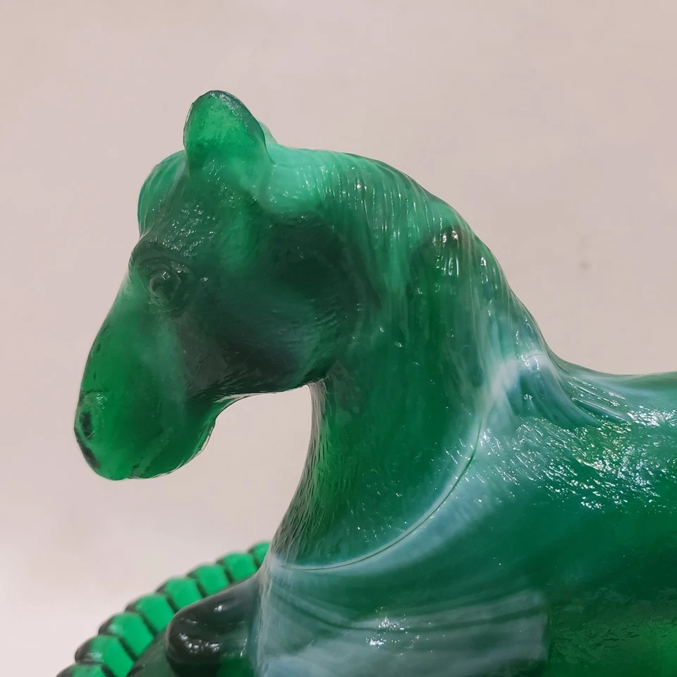 Summit Art Glass McKee Emerald Green Resting Pony 5" Covered Dish Nest Horse - Image 2 of 4