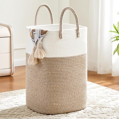 Laundry Basket,Woven Cotton Rope Laundry Hamper,Versatile Storage for Dirty C...